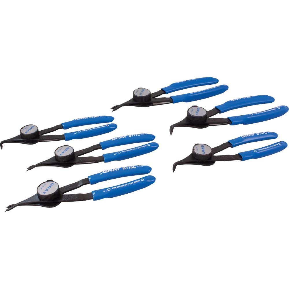 6 Piece Convertible Retaining Ring Plier Set - Includes Plastic Case