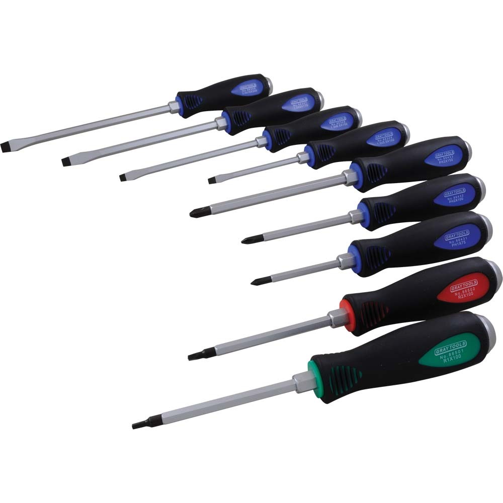 9 Piece Assorted Heavy Duty Comfort Grip Screwdriver Set