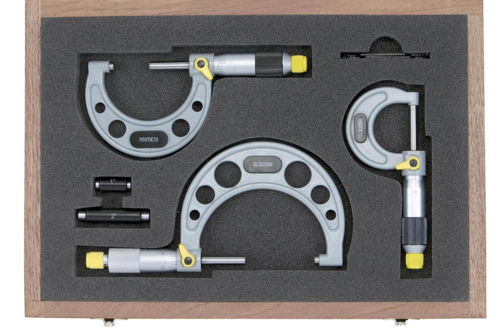 Asimeto 7101637 0-3&#34; x 0.0001&#34; 3pc Outside Micrometer Set