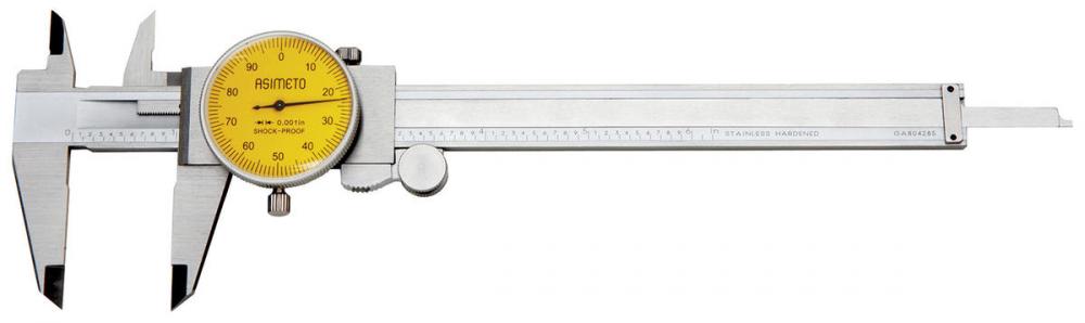 Asimeto 7303061 0-6&#34; x 0.001&#34; Stainless Steel Dial Caliper