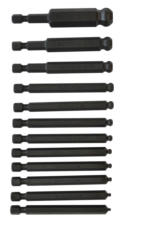 BONDHUS 12PC BALLPOINT POWER BIT SET 95/64 - 1/2)