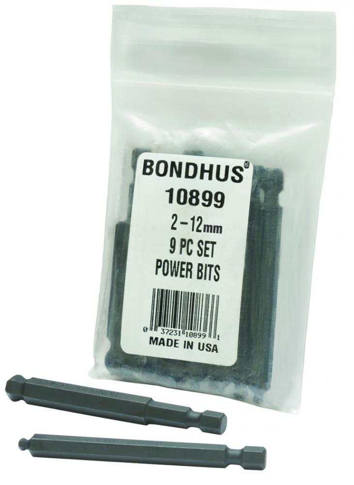 BONDHUS 9PC BALLPOINT POWER BIT SET (2 - 12MM)