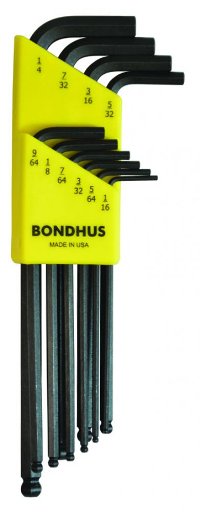 BONDHUS 10PC (1/16 - 1/4) BALLPOINT L-KEY SET