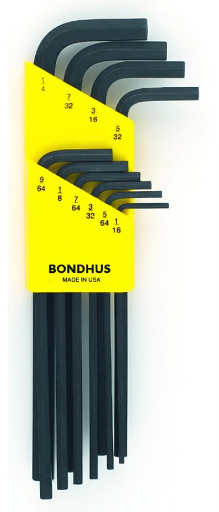 BONDHUS 10PC (1/16-1/4) LONG HEX L-WRENCH SET