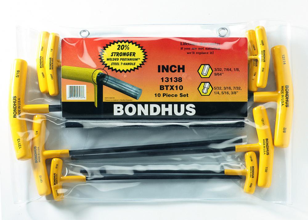 BONDHUS 10PC (3/32 - 3/8) BPT T-HANDLE SET