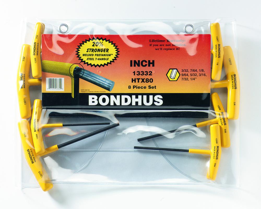 BONDHUS 8PC (3/32 - 1/4) HEX T-HANDLE SET