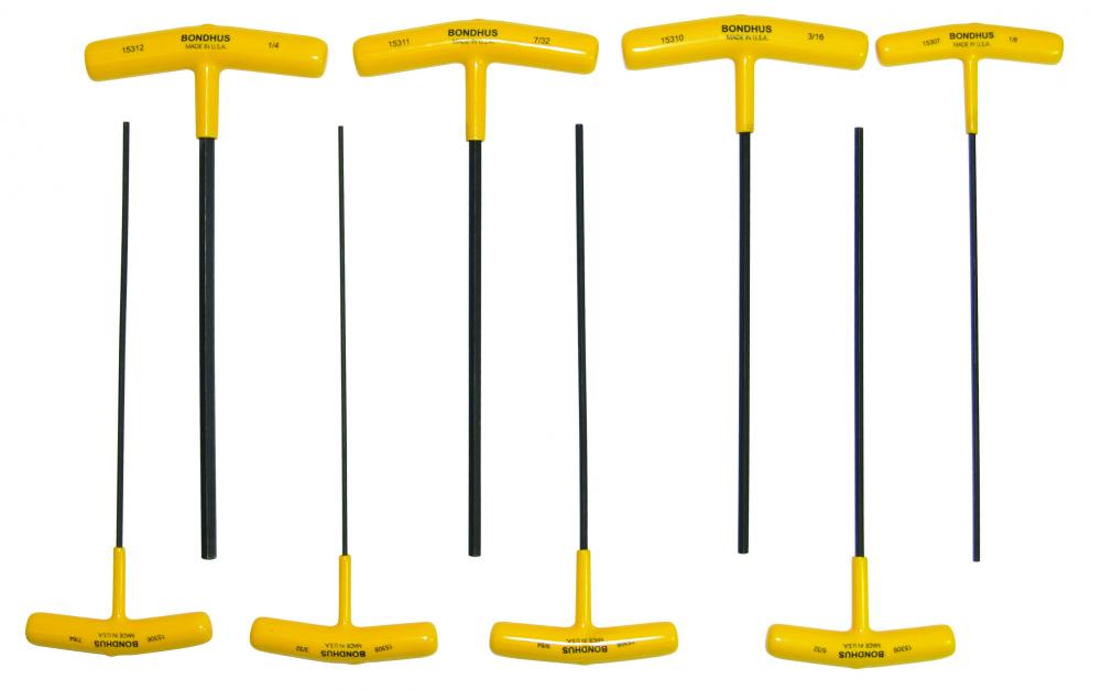 BONDHUS 8PC (3/32 - 1/4) 9&#34; HEX T-HANDLE SET