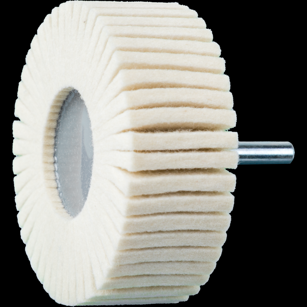 PFERD Mounted Felt Flap Wheel, 3&#34; x 1, Soft Grade, 1/4&#34; Shank