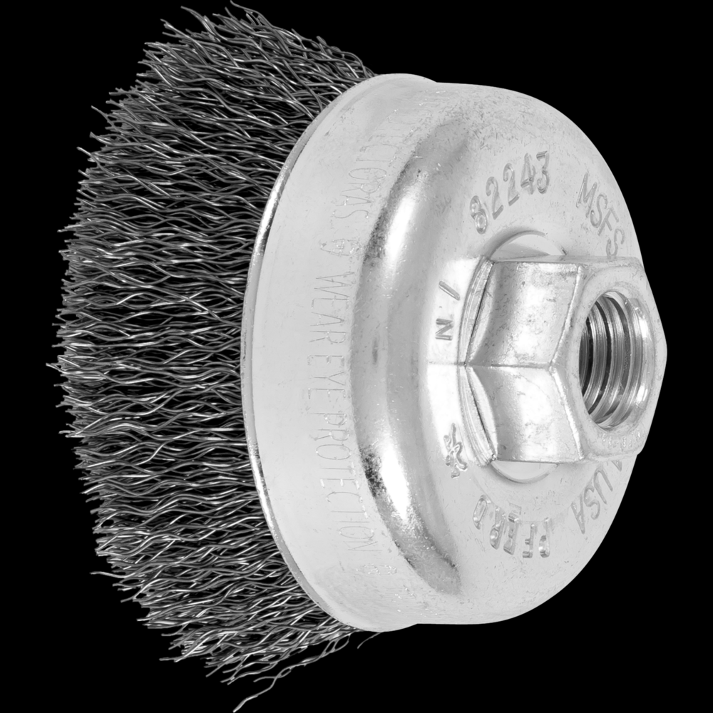 PFERD Crimped Wire Cup Brush 2-3/4&#34; Dia. .014 Carbon Steel 5/8-11&#34; Thread