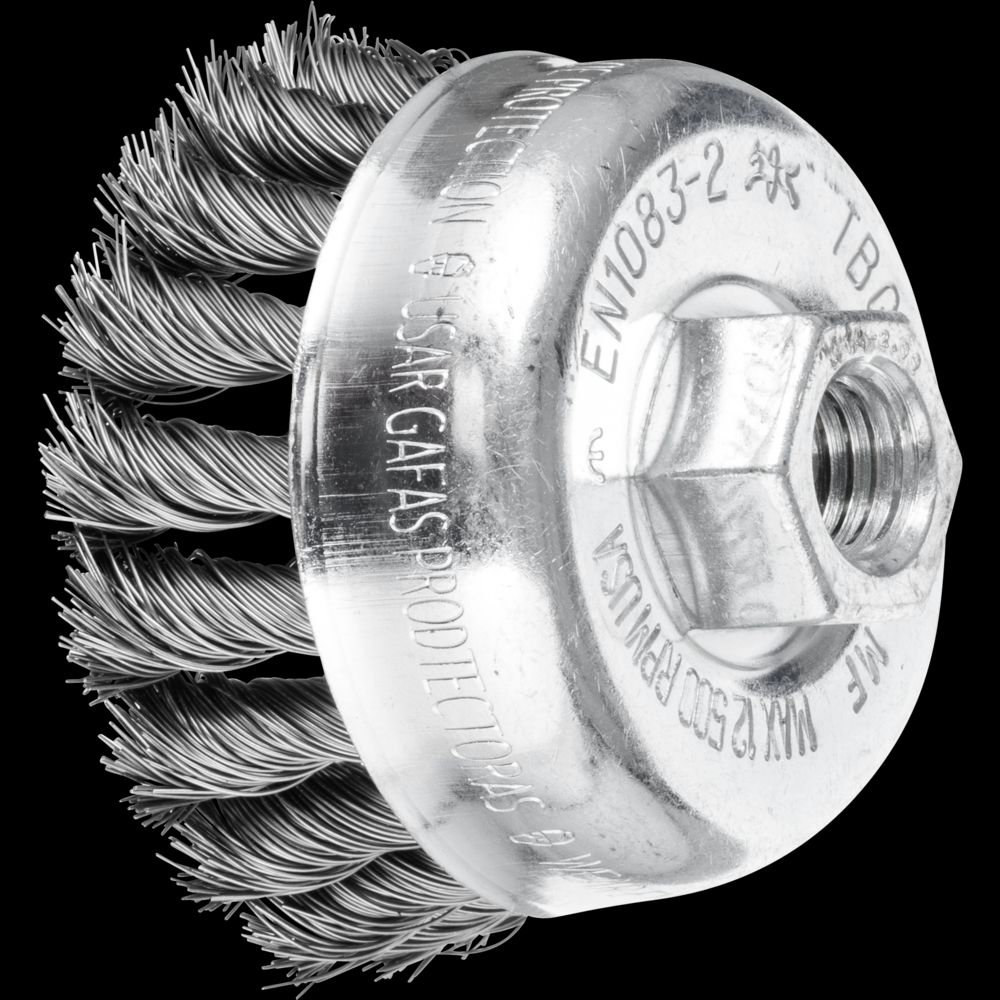 PFERD Knot Wire Cup Brush 2-3/4&#34; Dia. .014 Carbon Steel 5/8-11&#34; Thread